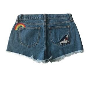 Vigoss Womens Shorts Sz 25 The Jagger Frayed Cutoff Denim Jean Shorts Mid Rise